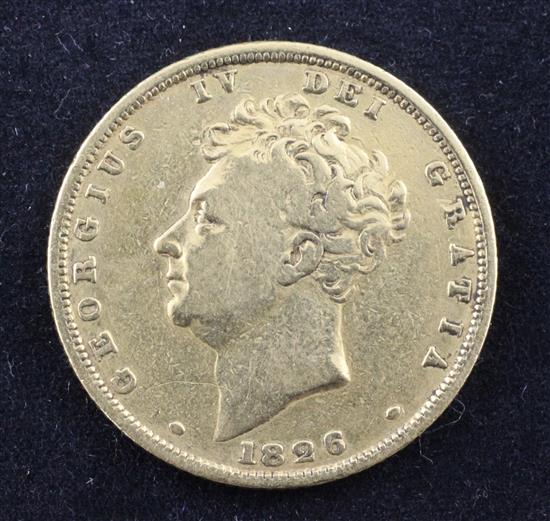 A George IV 1826 gold full sovereign,